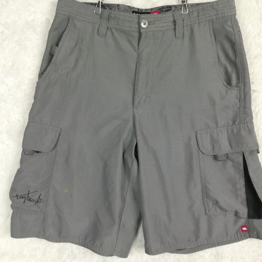 Tony Hawke Mens Shorts‎ Cargo Utility Skater Gray Casual Flap Pocket 32